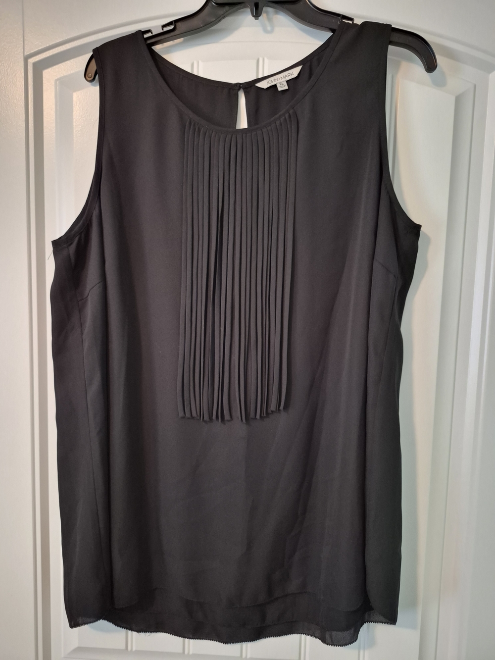 John Mark Black Sleeveless Cami Tank Tunic Blouse w-tassels Size XL